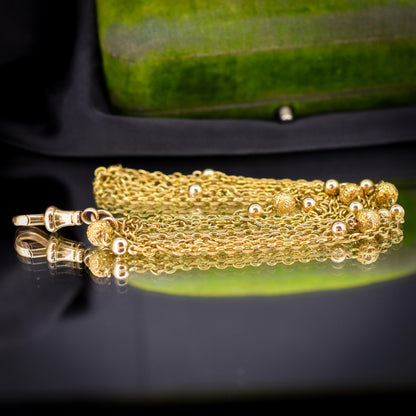 Antique Victorian 15ct Gold Long Fancy Ball Guard Chain Necklace 52"