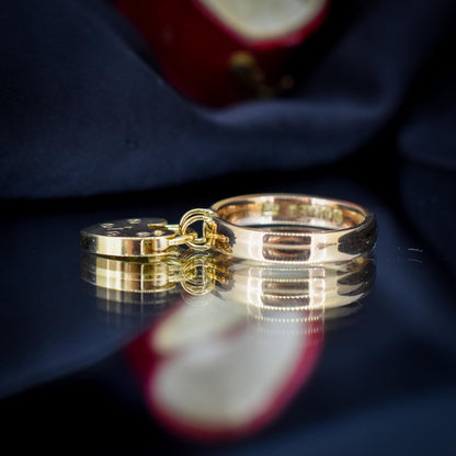 Antique Heart Padlock Drop 9ct Gold Band Ring | Birmingham 1922