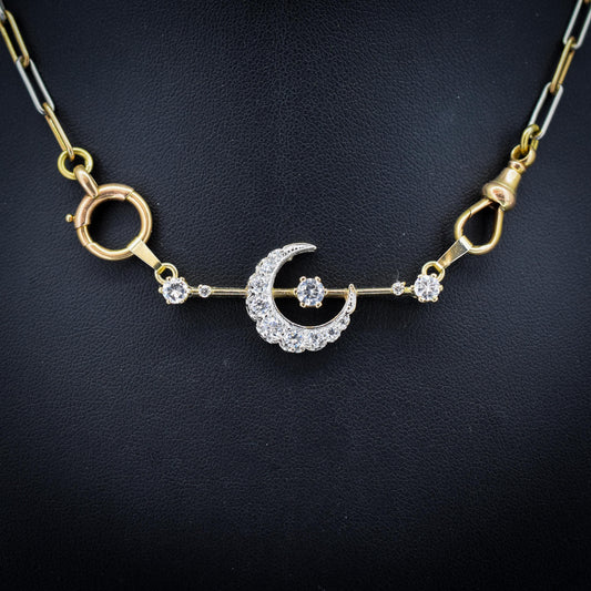 Vintage Crescent Moon 9ct Gold Extender Pendant | Antique Victorian Style