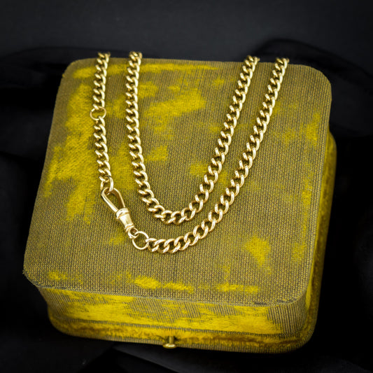 Vintage 22" 9ct Yellow Gold Uniform Curb Link Chain Necklace