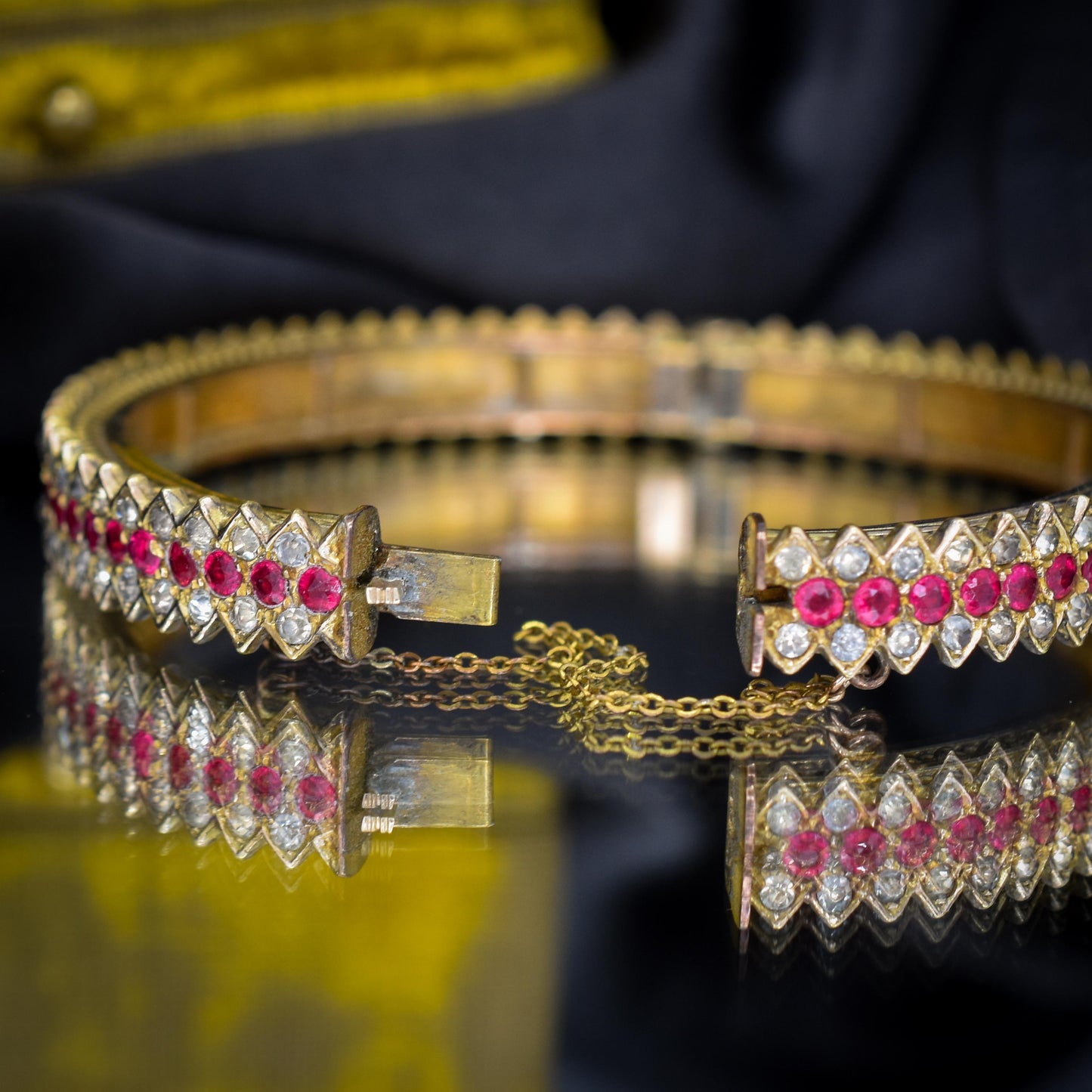Art Deco Vintage Paste Chevron Bangle Bracelet