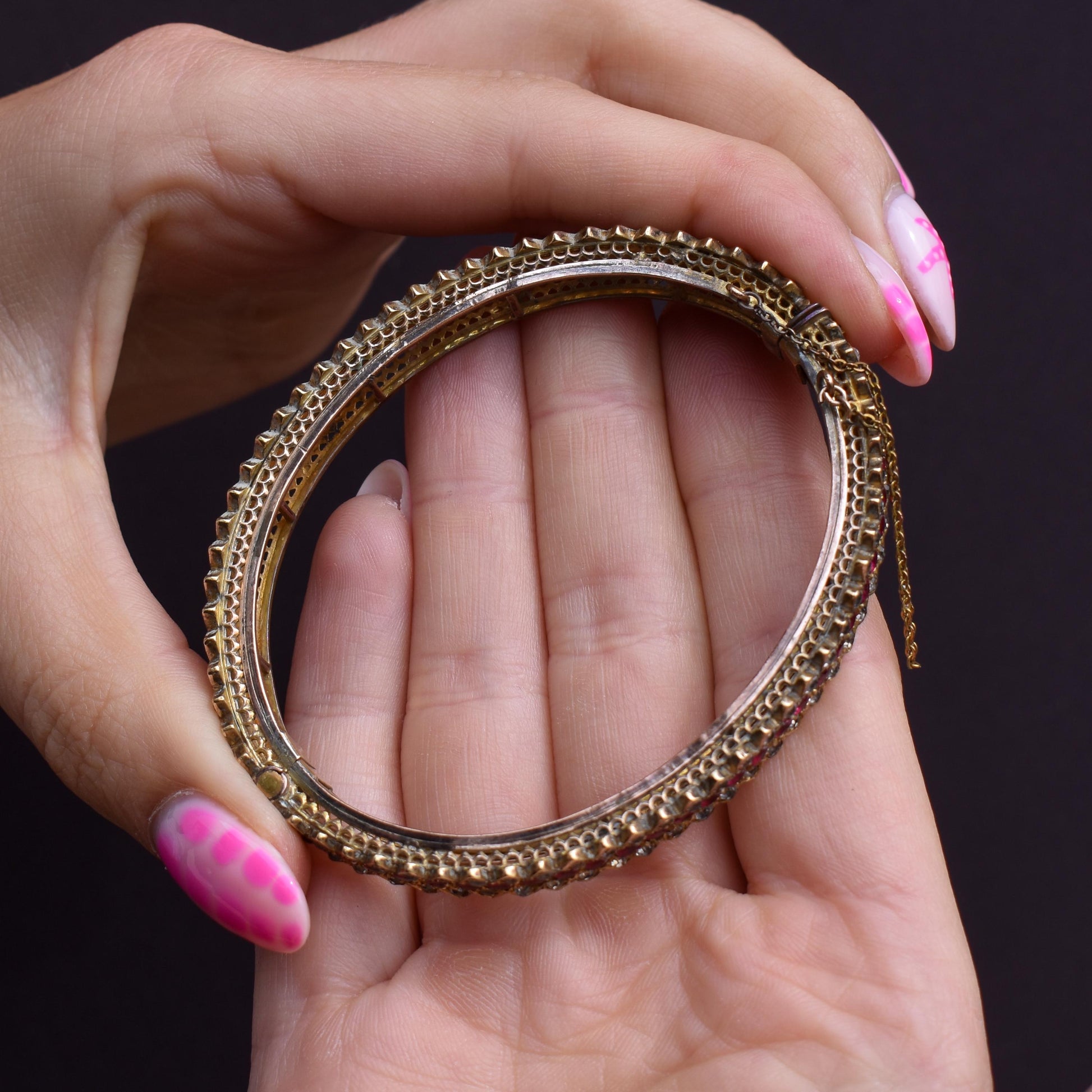 Art Deco Vintage Paste Chevron Bangle Bracelet