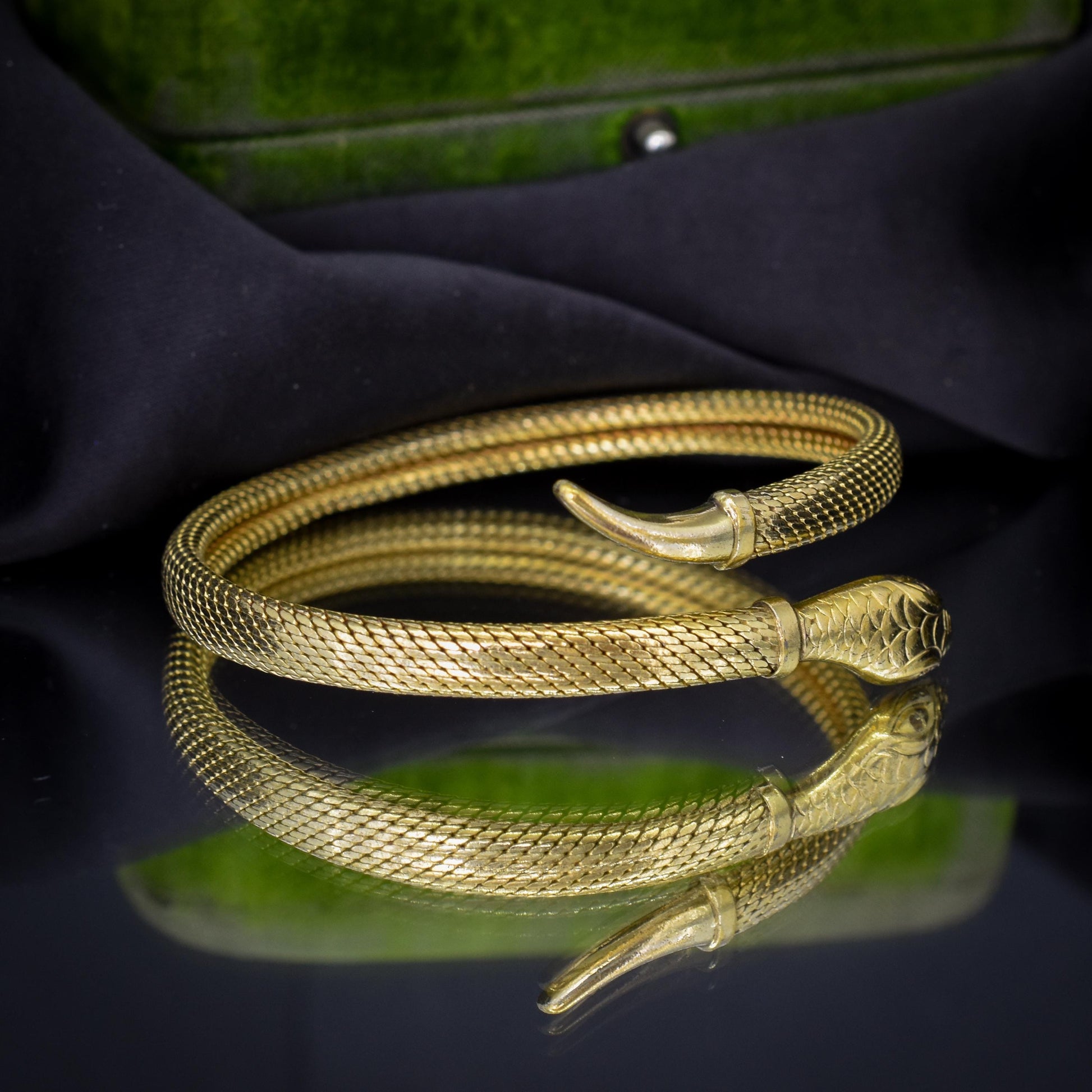 Vintage Art Deco Snake Serpent Rolled Gold Bangle Bracelet