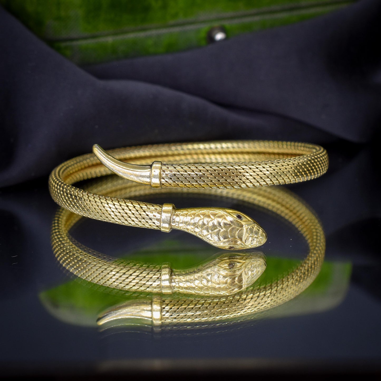 Vintage Art Deco Snake Serpent Rolled Gold Bangle Bracelet