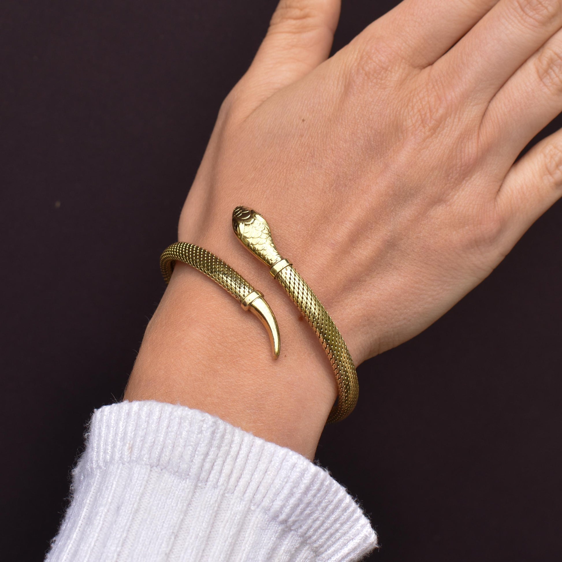 Vintage Art Deco Snake Serpent Rolled Gold Bangle Bracelet