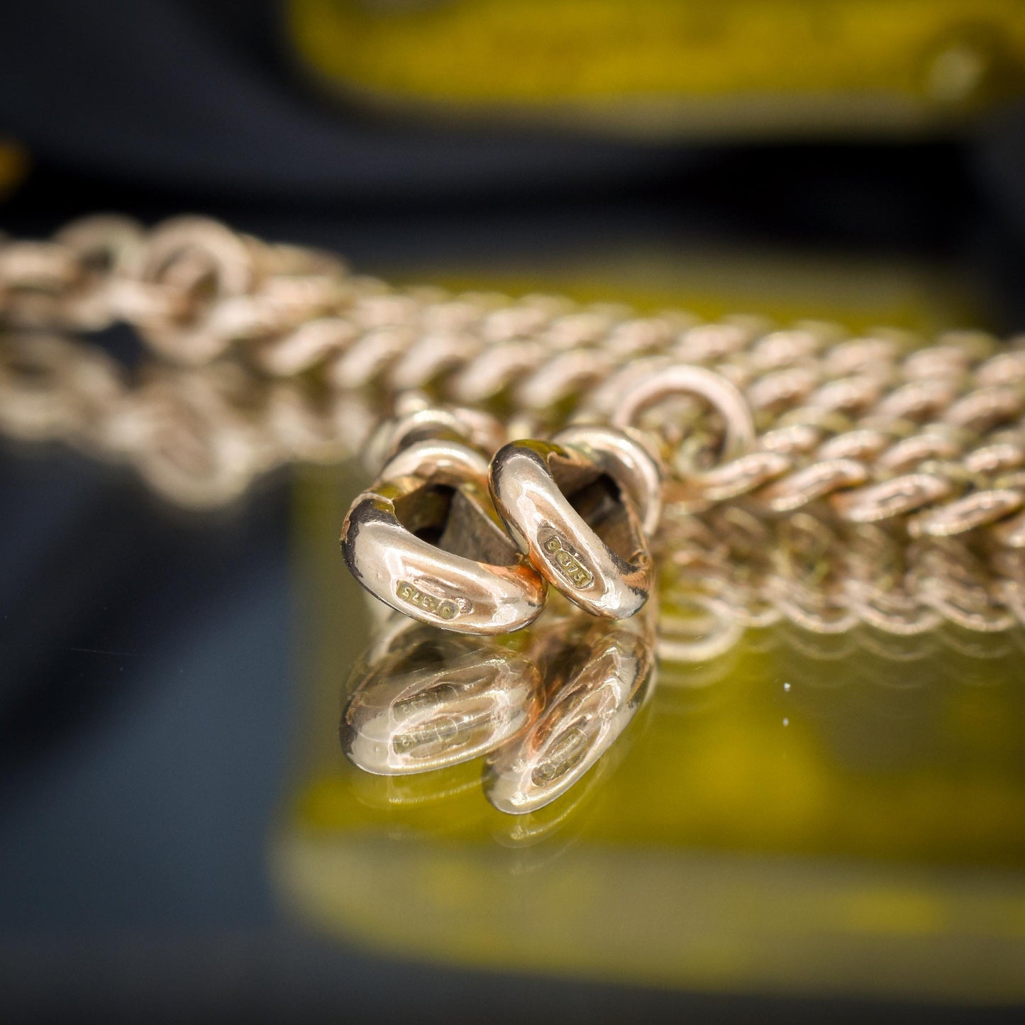 Antique Chester 1921 9ct Gold Graduated Curb Link Albert Watch Chain Necklace - 16.75"