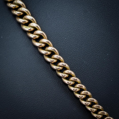 Antique Chester 1921 9ct Gold Graduated Curb Link Albert Watch Chain Necklace - 16.75"