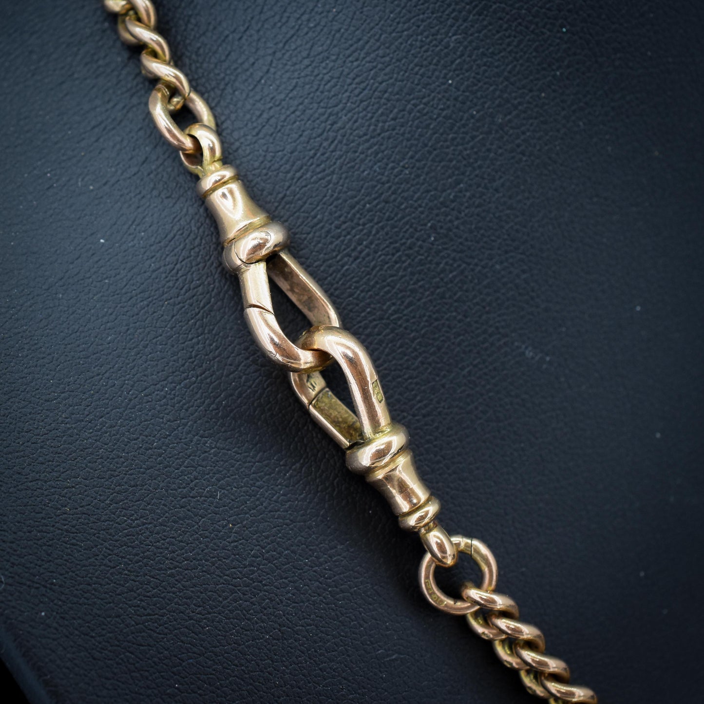 Antique Chester 1921 9ct Gold Graduated Curb Link Albert Watch Chain Necklace - 16.75"