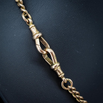 Antique Chester 1921 9ct Gold Graduated Curb Link Albert Watch Chain Necklace - 16.75"