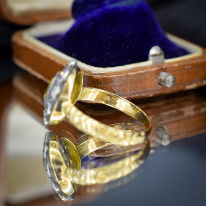 Yellow Sapphire and 0.90ct Old Cut Diamond Oval Cluster 18ct Gold Ring
