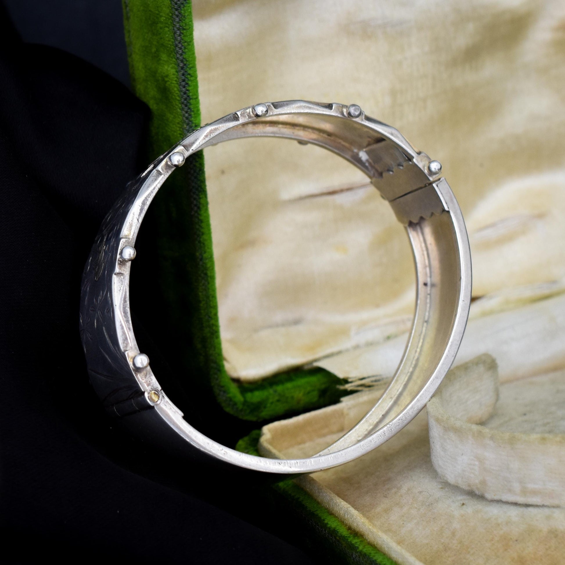 Antique Victorian Silver and Gold Bird Cuff Bangle Bracelet