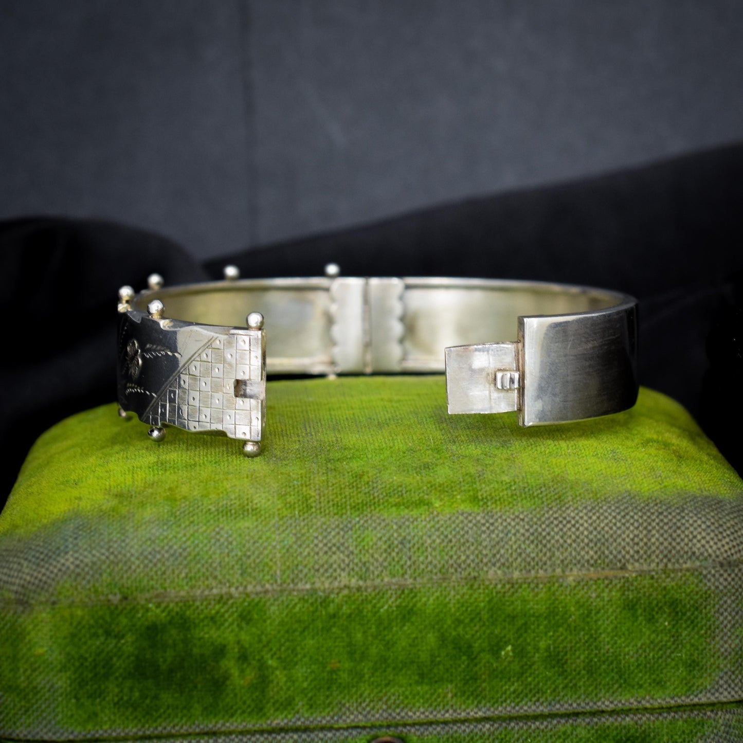 Antique Victorian Silver and Gold Bird Cuff Bangle Bracelet