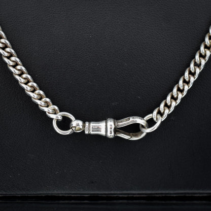 Vintage 24.5" Sterling Silver Uniform Curb Link Long Chain Necklace with Dog Clip