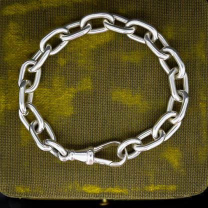 Vintage Chunky Sterling Silver Bracelet with Dog Clip | 7.5"