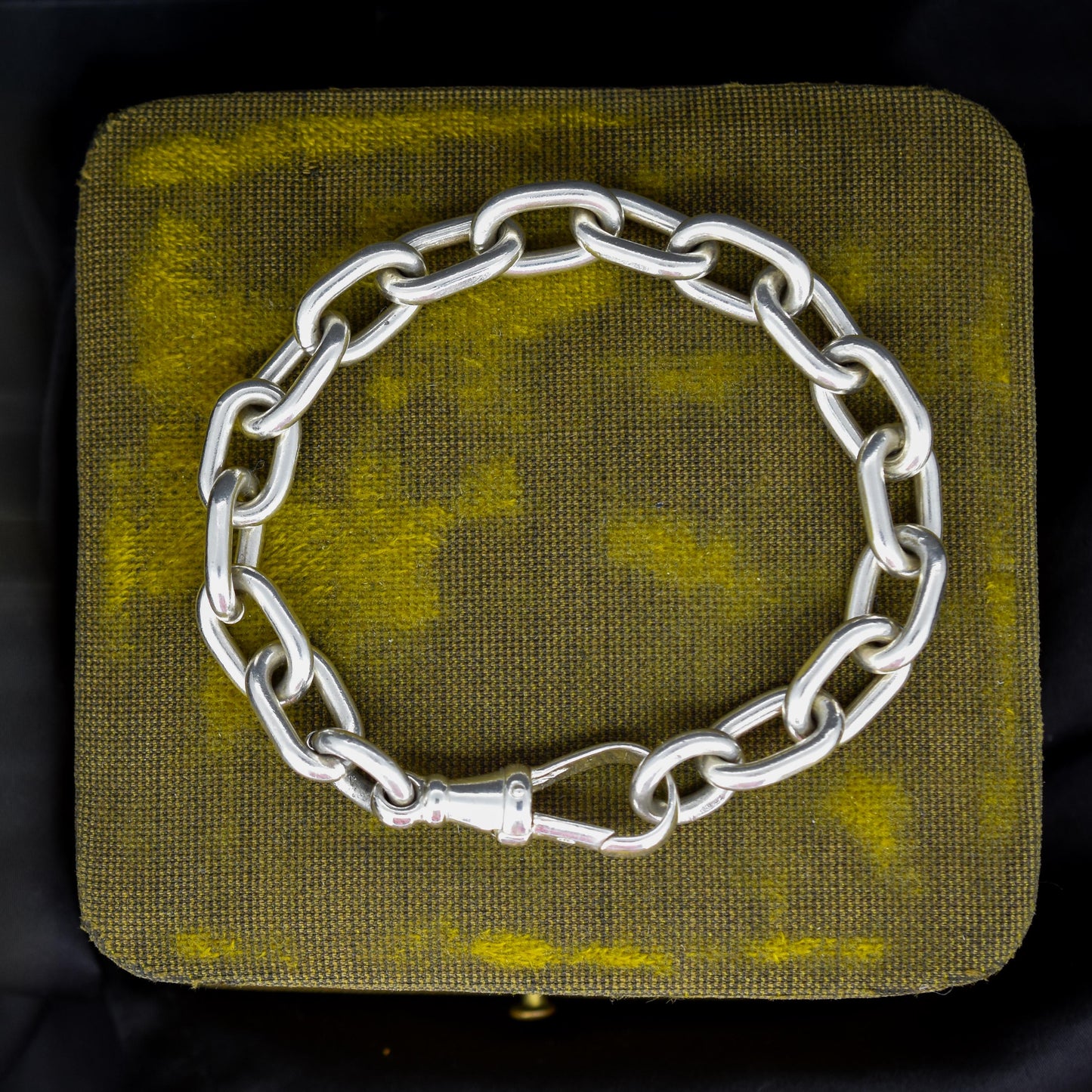 Vintage Chunky Sterling Silver Bracelet with Dog Clip | 7.5"