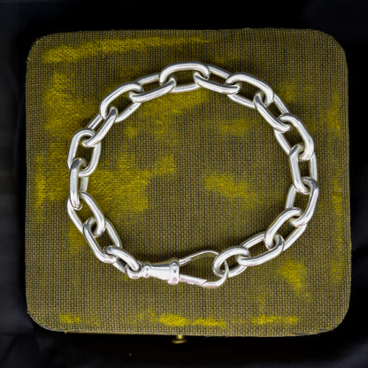 Vintage Chunky Sterling Silver Bracelet with Dog Clip | 7.5"