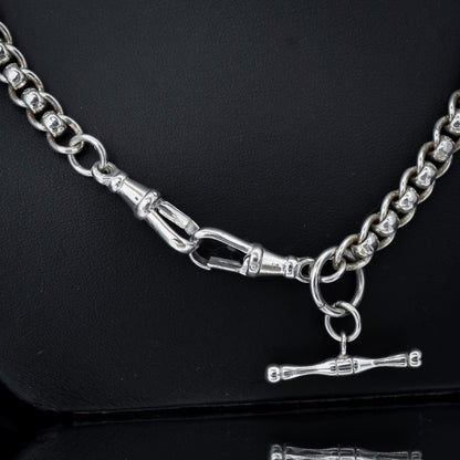 Vintage Sterling Silver Rollerball Albert Watch Chain Necklace | 19"