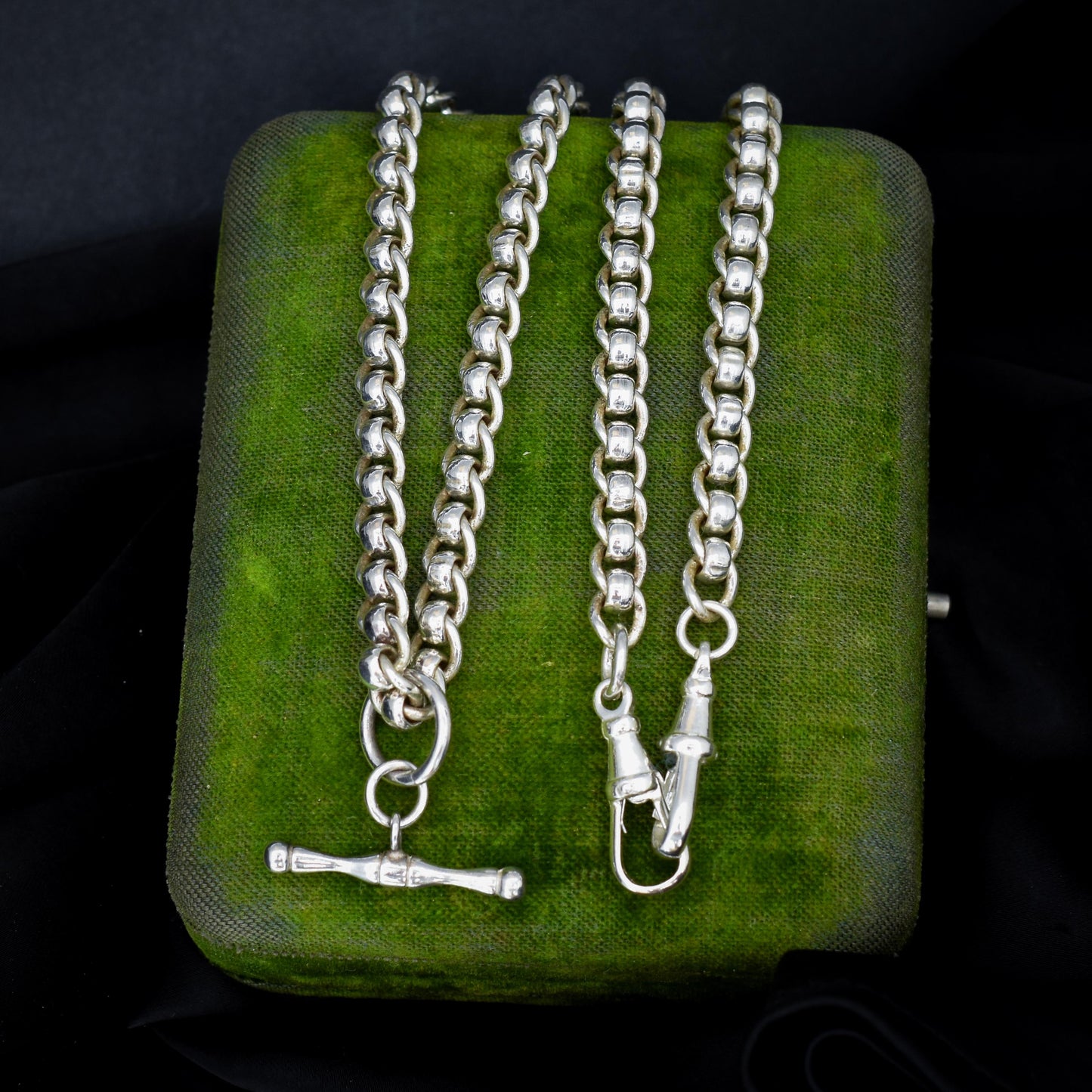 Vintage Sterling Silver Rollerball Albert Watch Chain Necklace | 19"