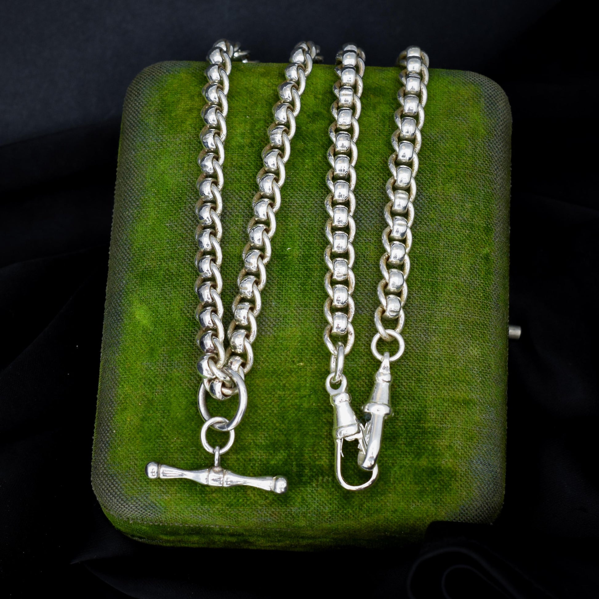 Vintage Sterling Silver Rollerball Albert Watch Chain Necklace | 19"
