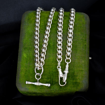 Vintage Sterling Silver Rollerball Albert Watch Chain Necklace | 19"