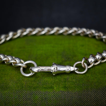 Vintage Sterling Silver Rollerball Bracelet with Dog Clip | 7.5"