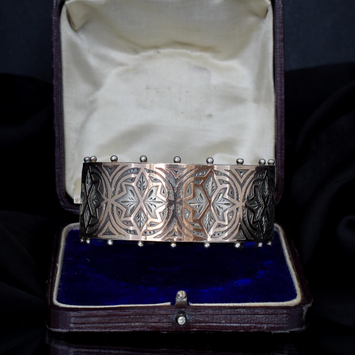 Antique Victorian Gold and Silver Aesthetic Bangle Bracelet | Birmingham 1882