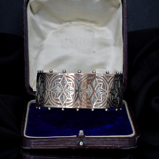 Antique Victorian Gold and Silver Aesthetic Bangle Bracelet | Birmingham 1882