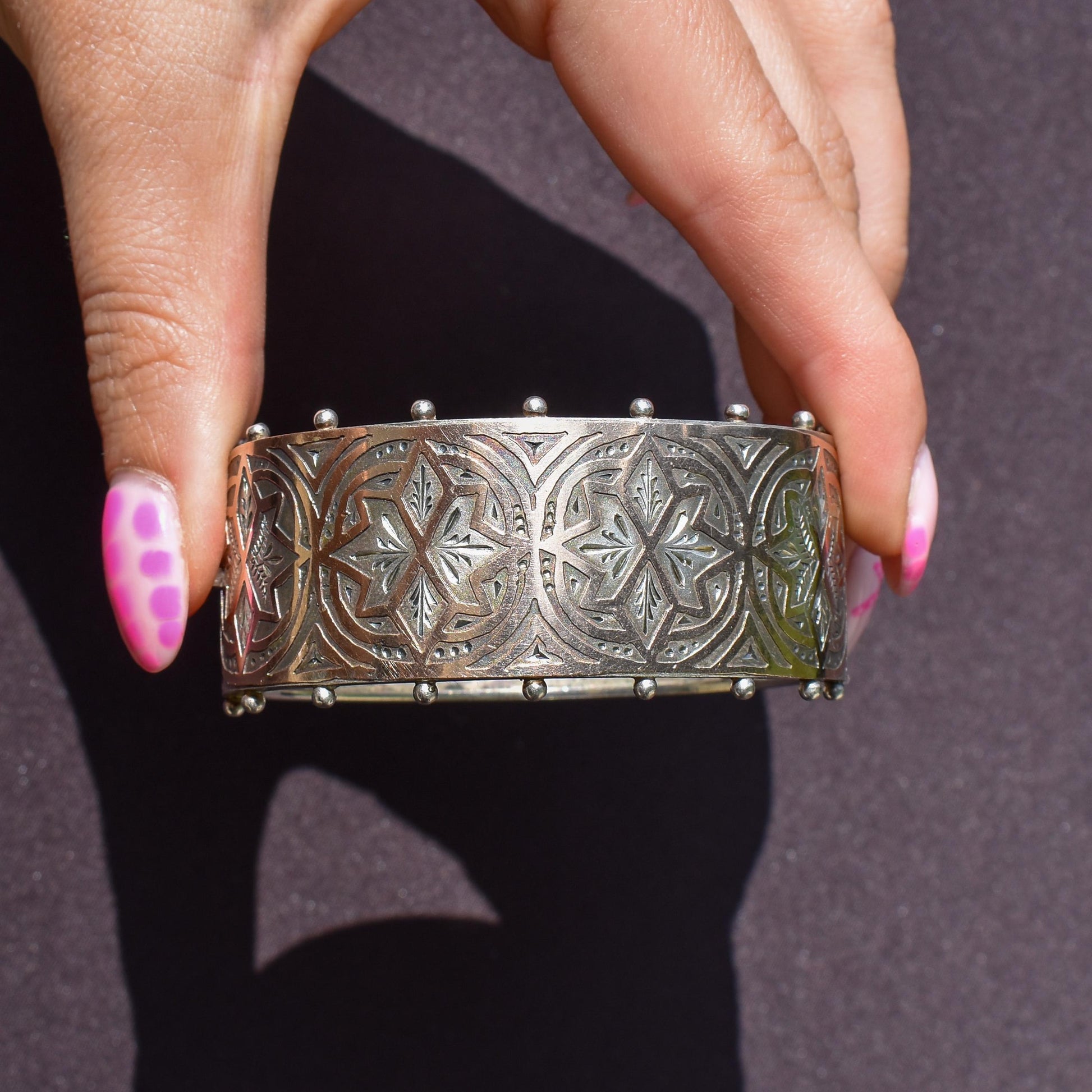 Antique Victorian Gold and Silver Aesthetic Bangle Bracelet | Birmingham 1882