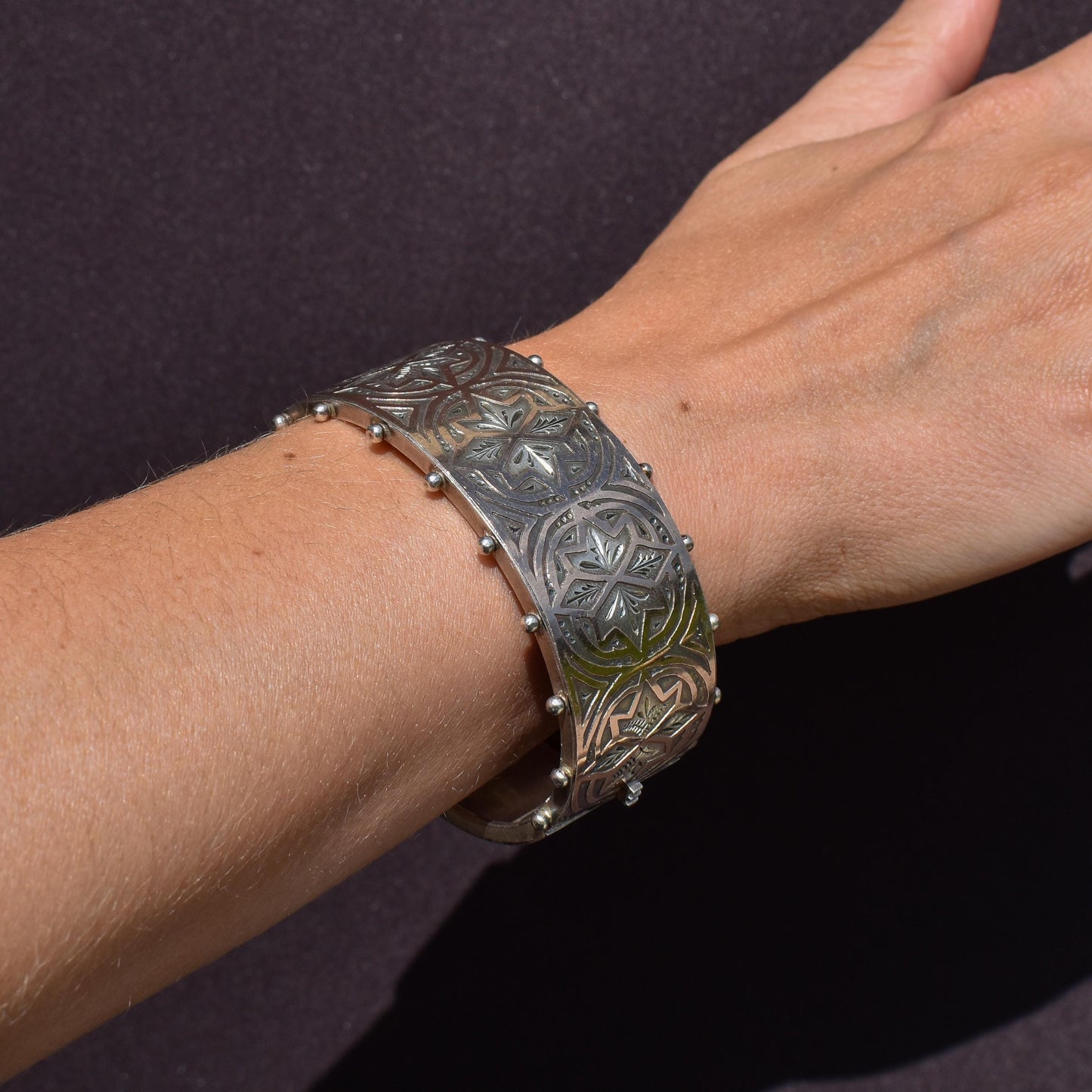 Antique Victorian Gold and Silver Aesthetic Bangle Bracelet | Birmingham 1882