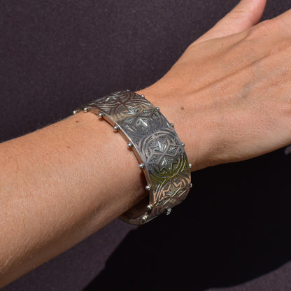 Antique Victorian Gold and Silver Aesthetic Bangle Bracelet | Birmingham 1882