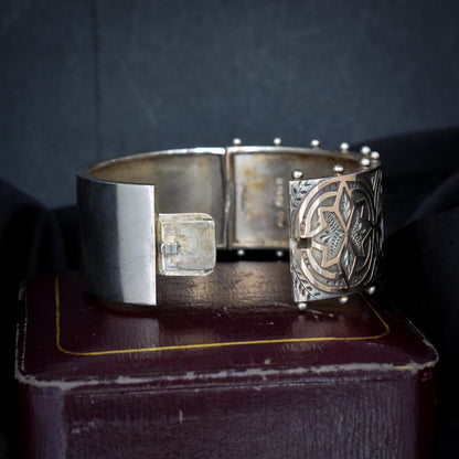 Antique Victorian Gold and Silver Aesthetic Bangle Bracelet | Birmingham 1882