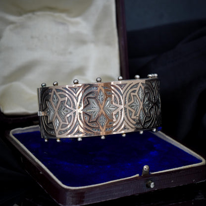 Antique Victorian Gold and Silver Aesthetic Bangle Bracelet | Birmingham 1882