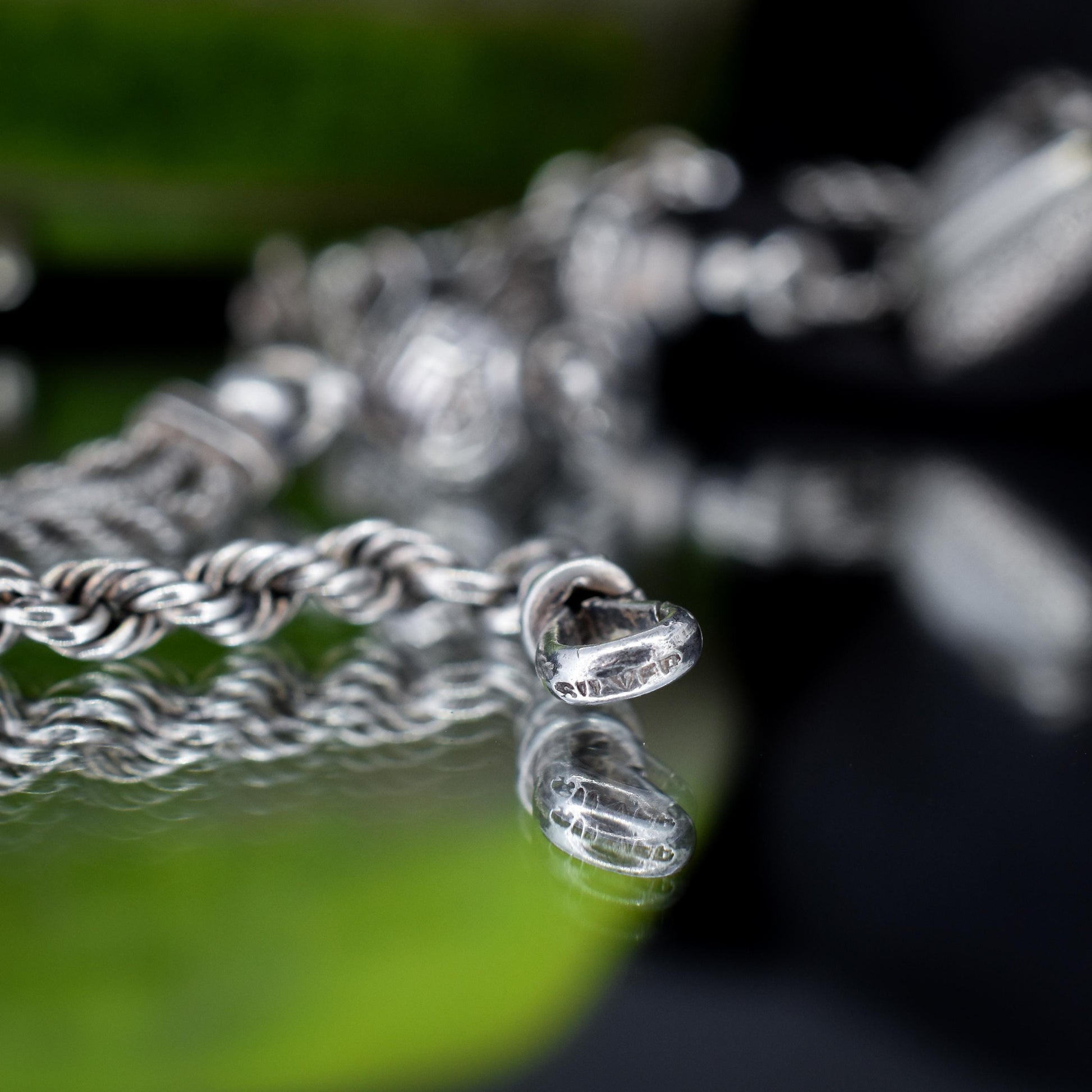 Antique Silver Heart Albertina Albert Watch Chain Bracelet with Tassel