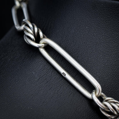 Antique Victorian '1888' Sterling Silver Trombone Love Knot Watch Chain Necklace | 14.25"