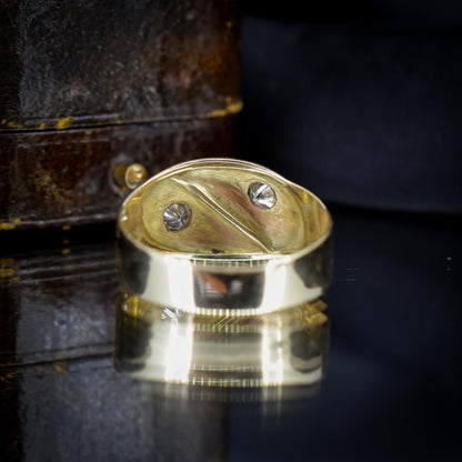 Vintage Diamond Double Snake Serpent 9ct Gold Ring - Chester 1936