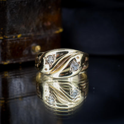 Vintage Diamond Double Snake Serpent 9ct Gold Ring - Chester 1936
