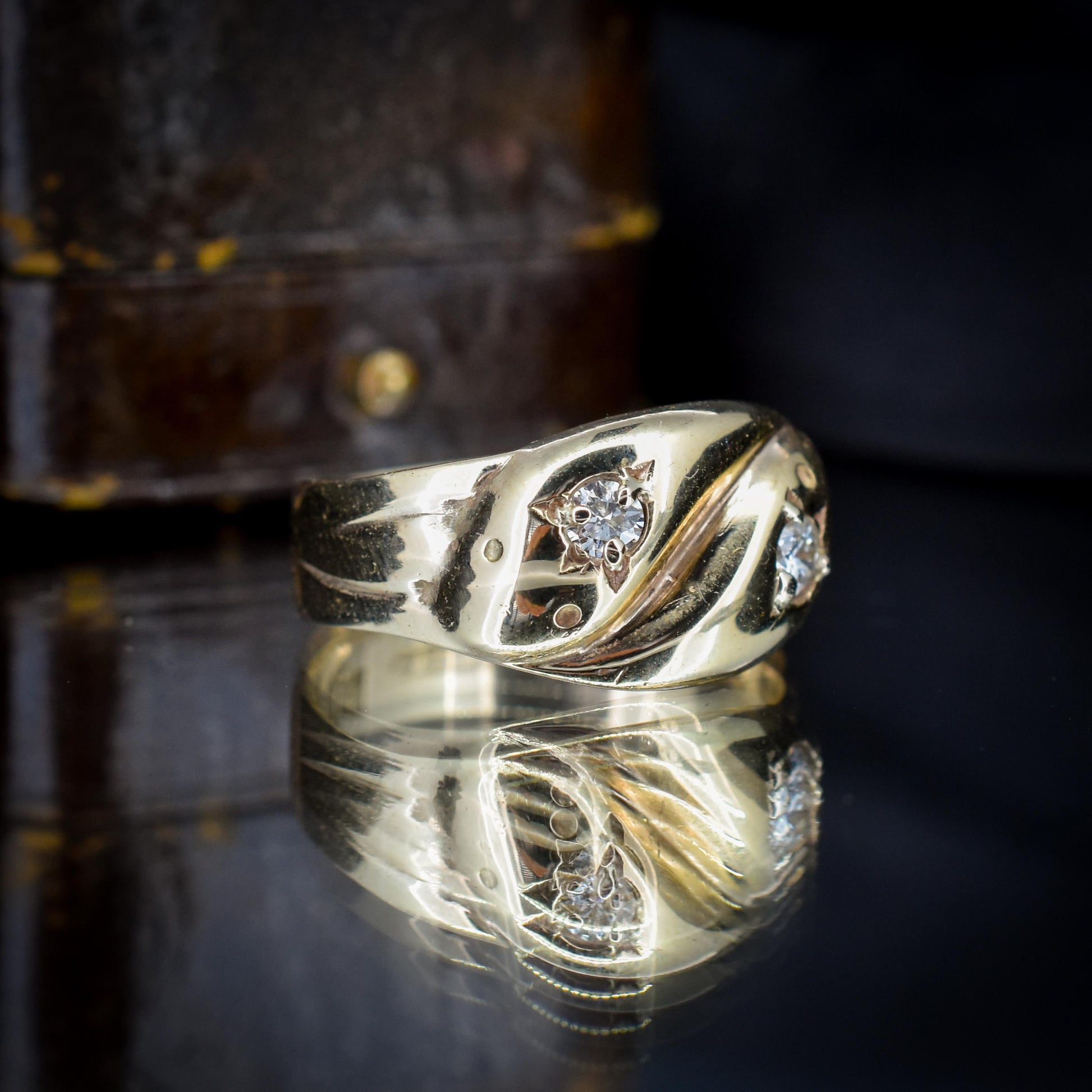 Vintage Diamond Double Snake Serpent 9ct Gold Ring - Chester 1936