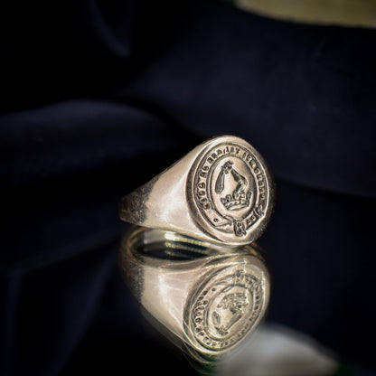 Vintage Intaglio Signet 9ct Yellow Gold Ring | Dated 1959