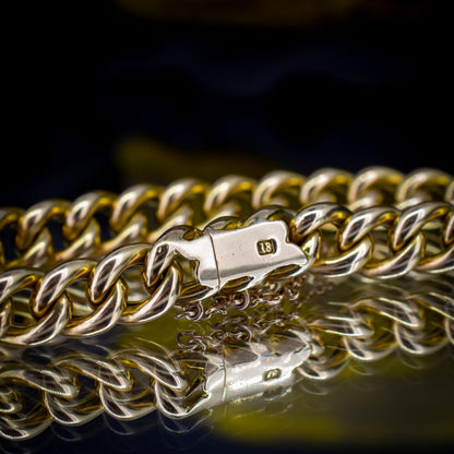 Antique 18ct Yellow Gold Concealed Clasp Curb Bracelet | 7"