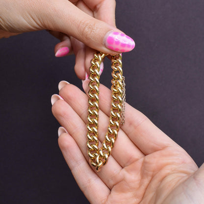 Antique 18ct Yellow Gold Concealed Clasp Curb Bracelet | 7"