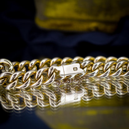 Antique 18ct Yellow Gold Concealed Clasp Curb Bracelet | 7"