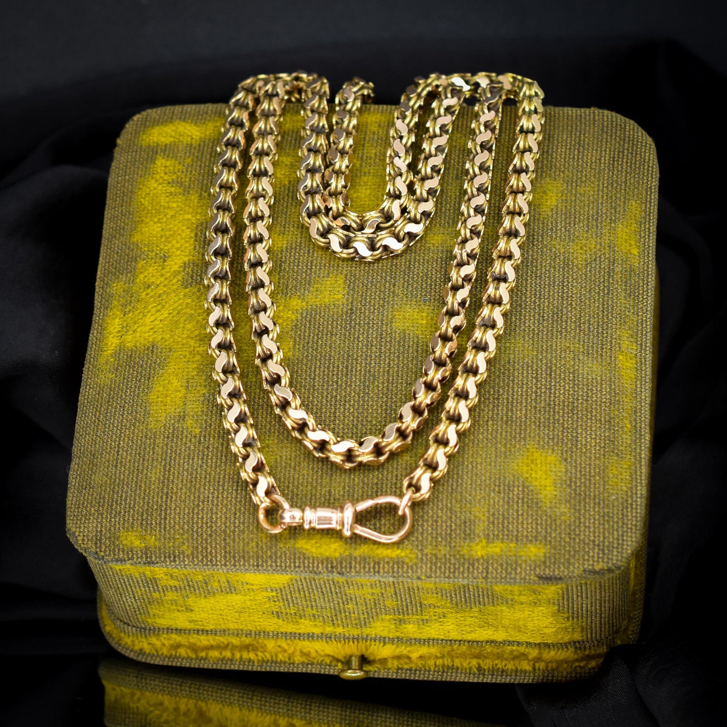 Antique Victorian 23.5" 15ct Gold Fancy Link Chain Necklace with Dog Clip - 30.1g