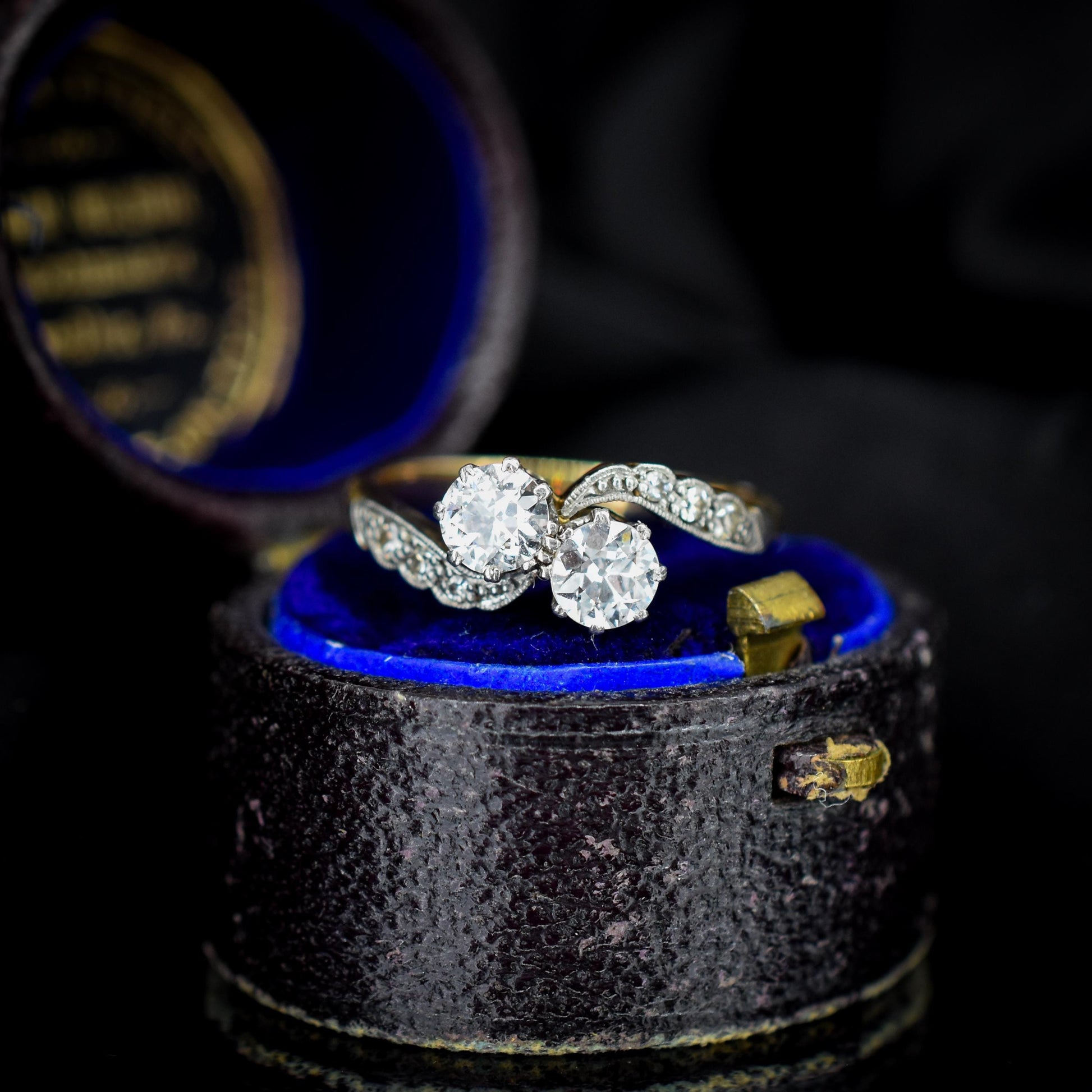 Antique Diamond 'Toi Et Moi' Two Stone Twist 18ct Gold and Platinum Ring