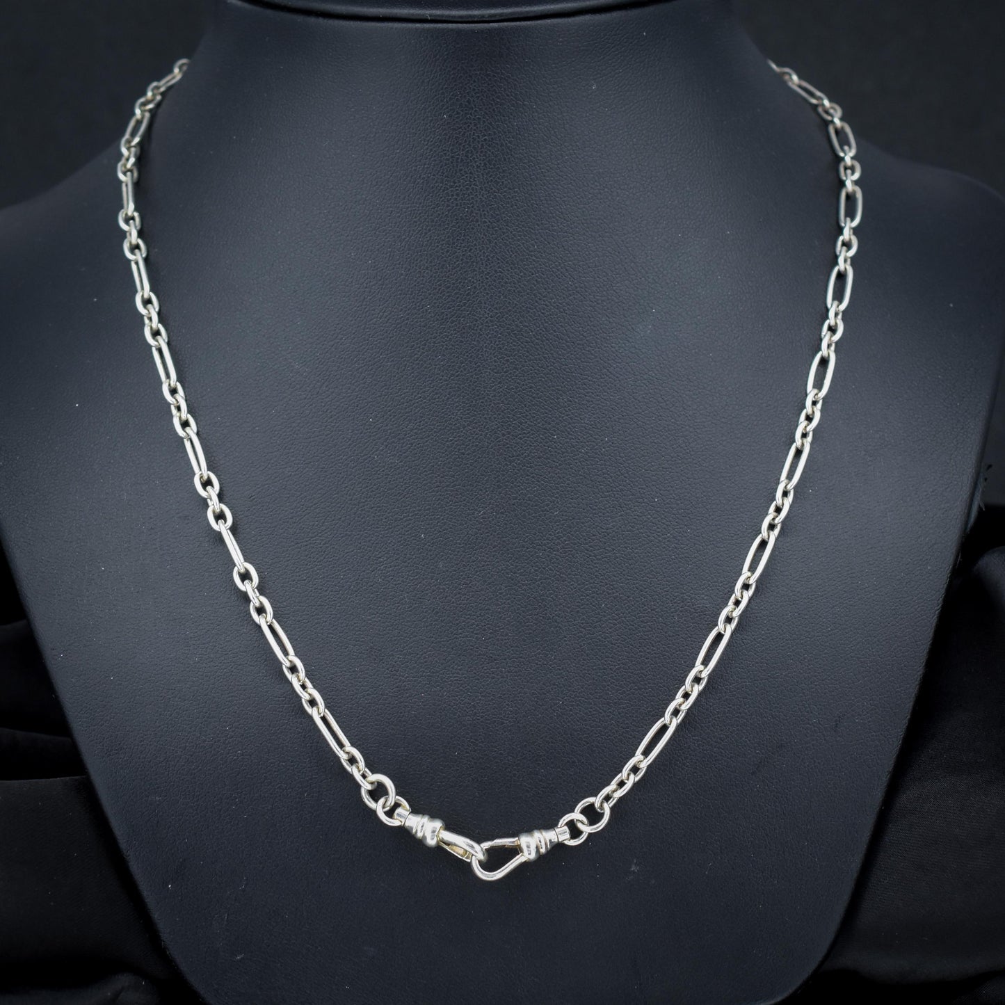 Vintage Sterling Silver Paper Link Trombone Dog Clip Chain Necklace | 20.5"