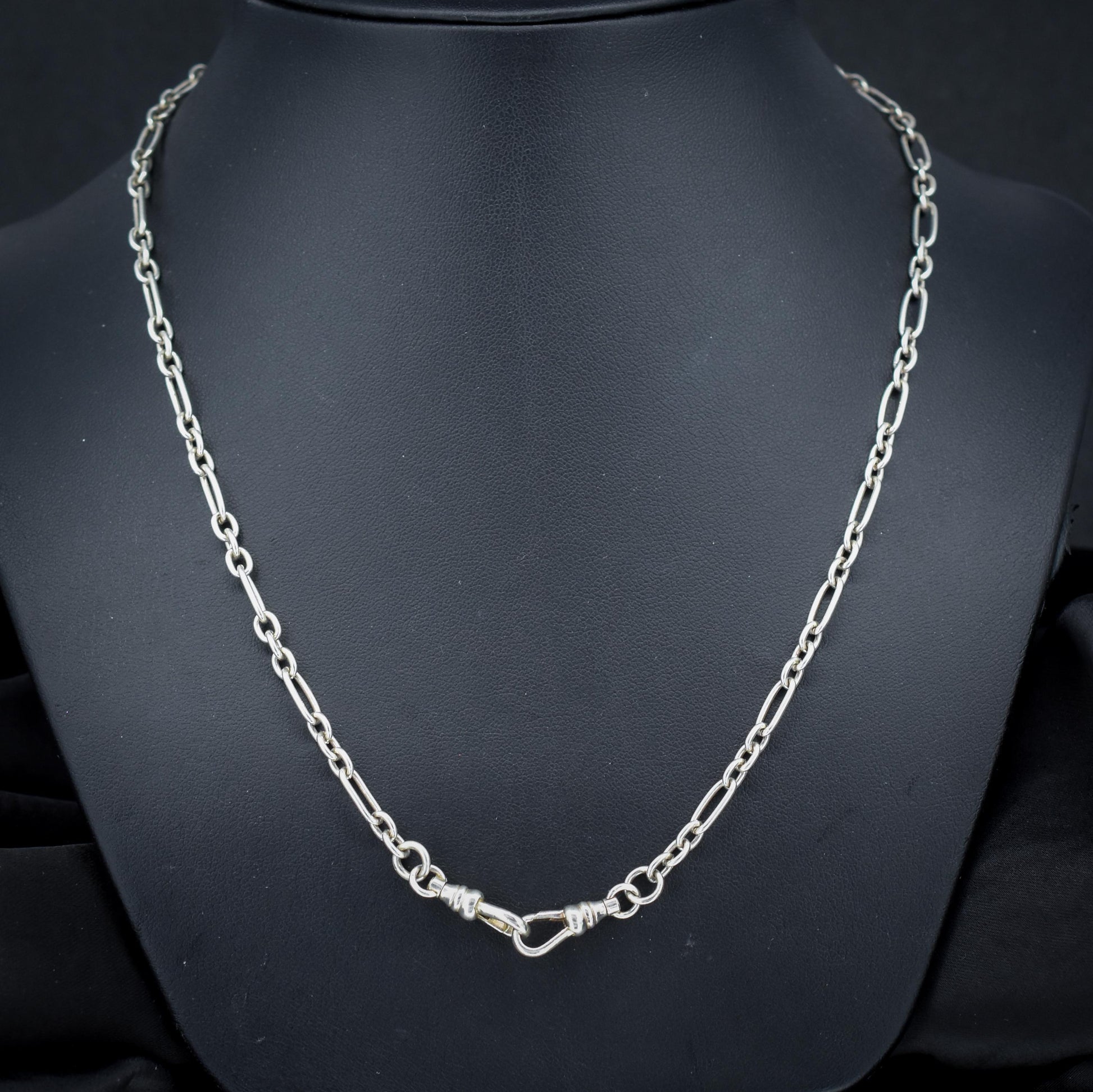 Vintage Sterling Silver Paper Link Trombone Dog Clip Chain Necklace | 20.5"