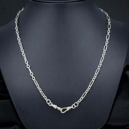 Vintage Sterling Silver Paper Link Trombone Dog Clip Chain Necklace | 20.5"