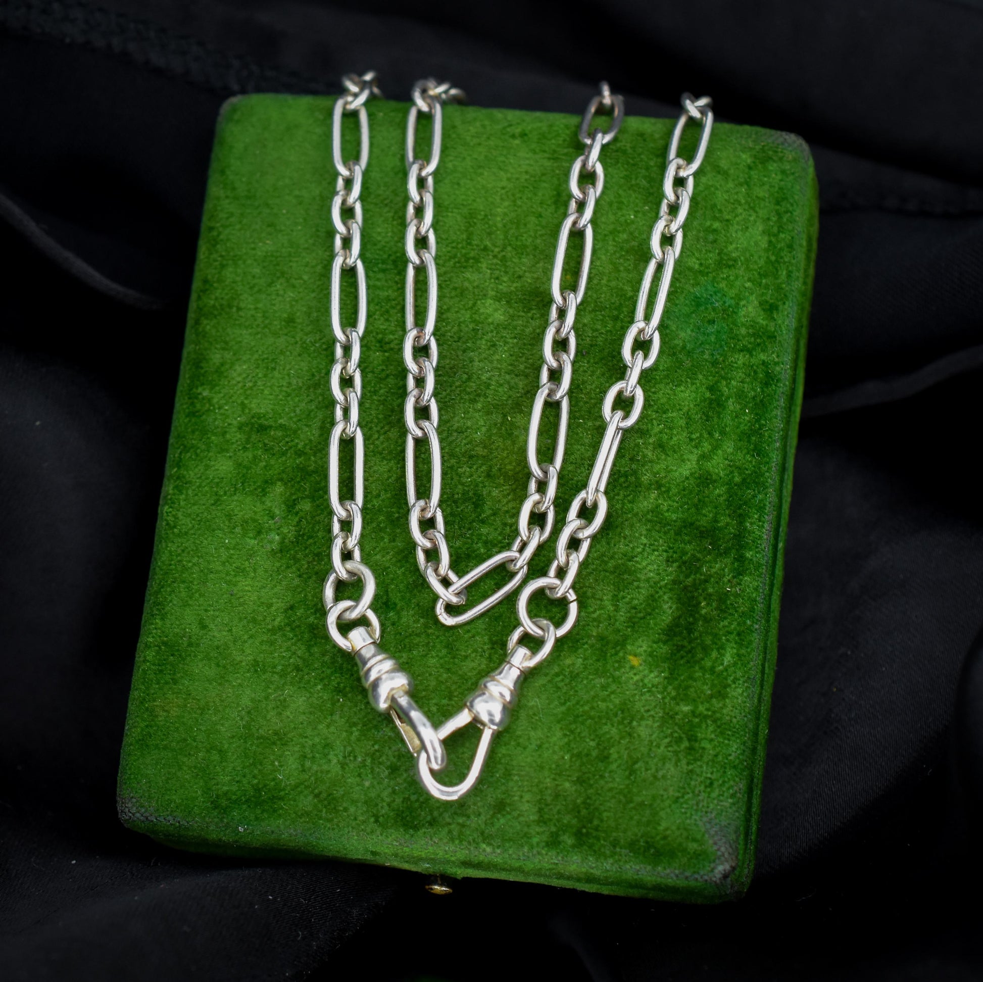 Vintage Sterling Silver Paper Link Trombone Dog Clip Chain Necklace | 20.5"
