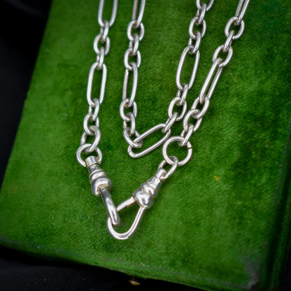 Vintage Sterling Silver Paper Link Trombone Dog Clip Chain Necklace | 20.5"