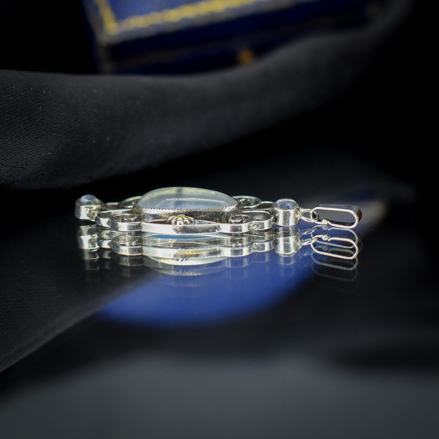 Antique Moonstone Sterling Silver Drop Pendant