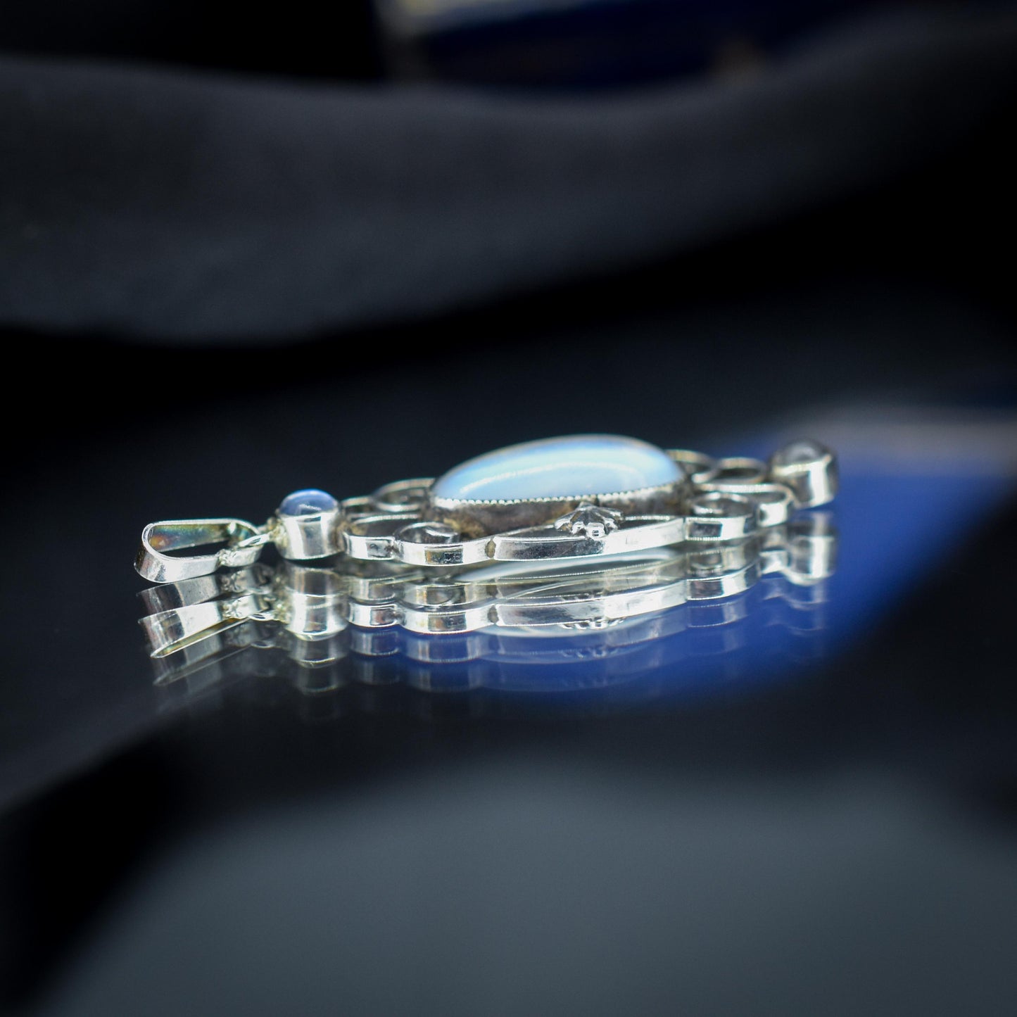 Antique Moonstone Sterling Silver Drop Pendant